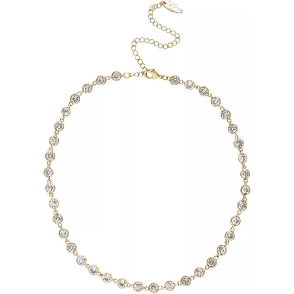 Lab Created Diamond Station Tennis Necklace in Large Size 5mm Bezel Set Round Brilliant Cut Stones - Hypoallergenic Elegant Diamond - Future Jewelry