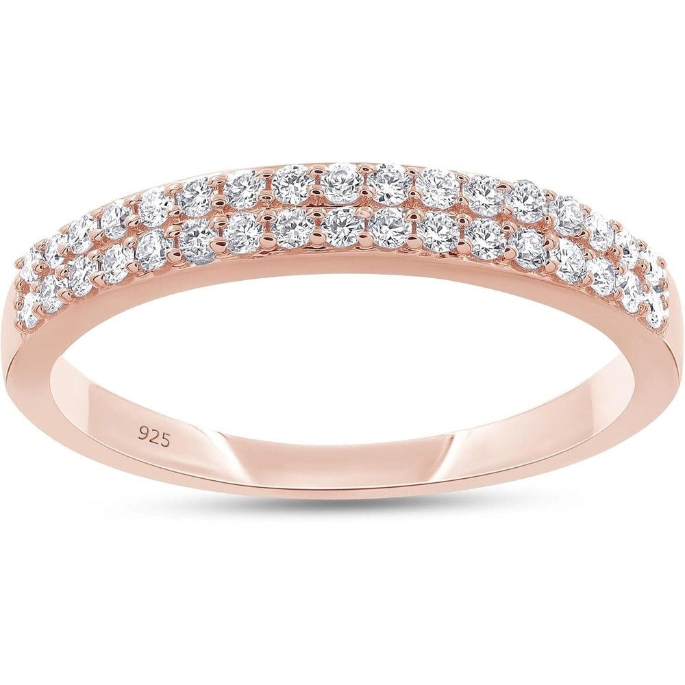 Lab Diamond Double Row Wedding Band in 14K Gold Over Silver - Future Jewelry