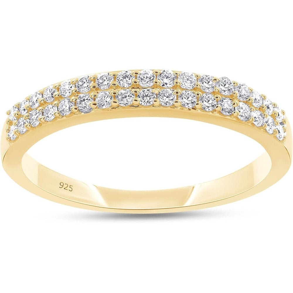 Lab Diamond Double Row Wedding Band in 14K Gold Over Silver - Future Jewelry