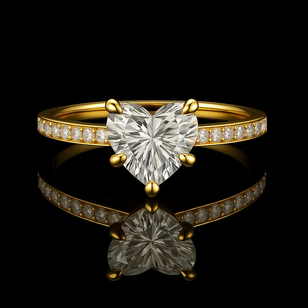 Diamond ring with a two-tone design on a light blue background