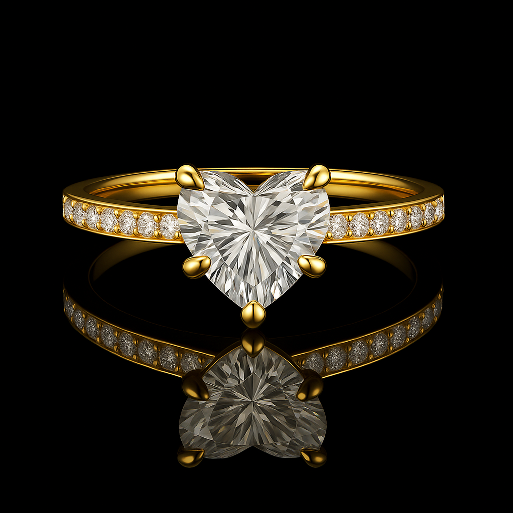 Diamond ring with a two-tone design on a light blue background