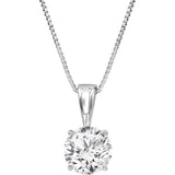 Lab Grown Diamond Solitaire Necklace, 14K White Gold