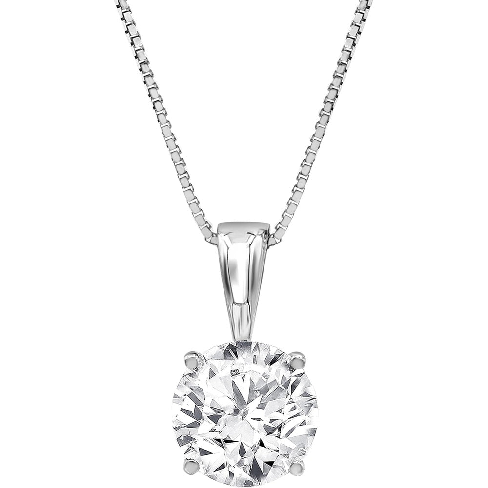 Lab Diamond Solitaire Necklace in 14K White Gold for Women - Future Jewelry
