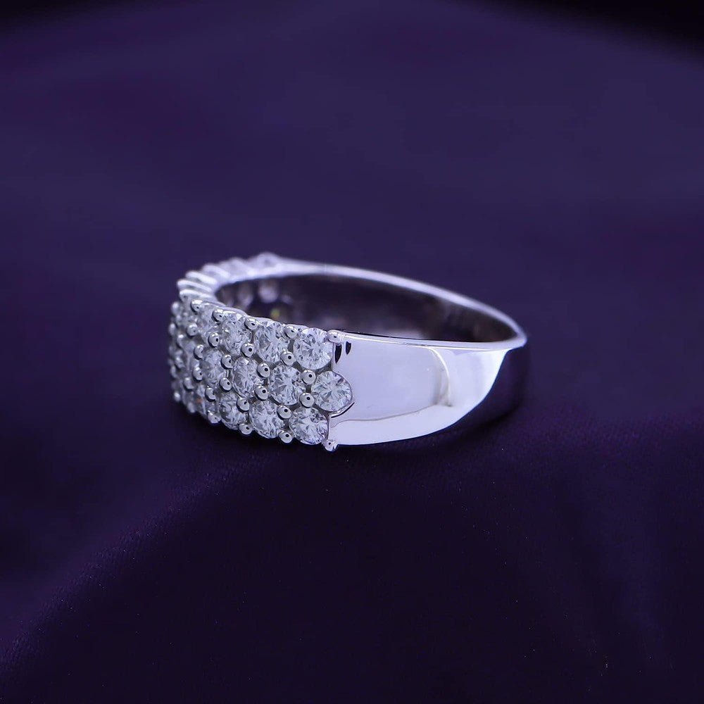 Lab Diamond Three Row Half Eternity Band in 14K White Gold - Future Jewelry