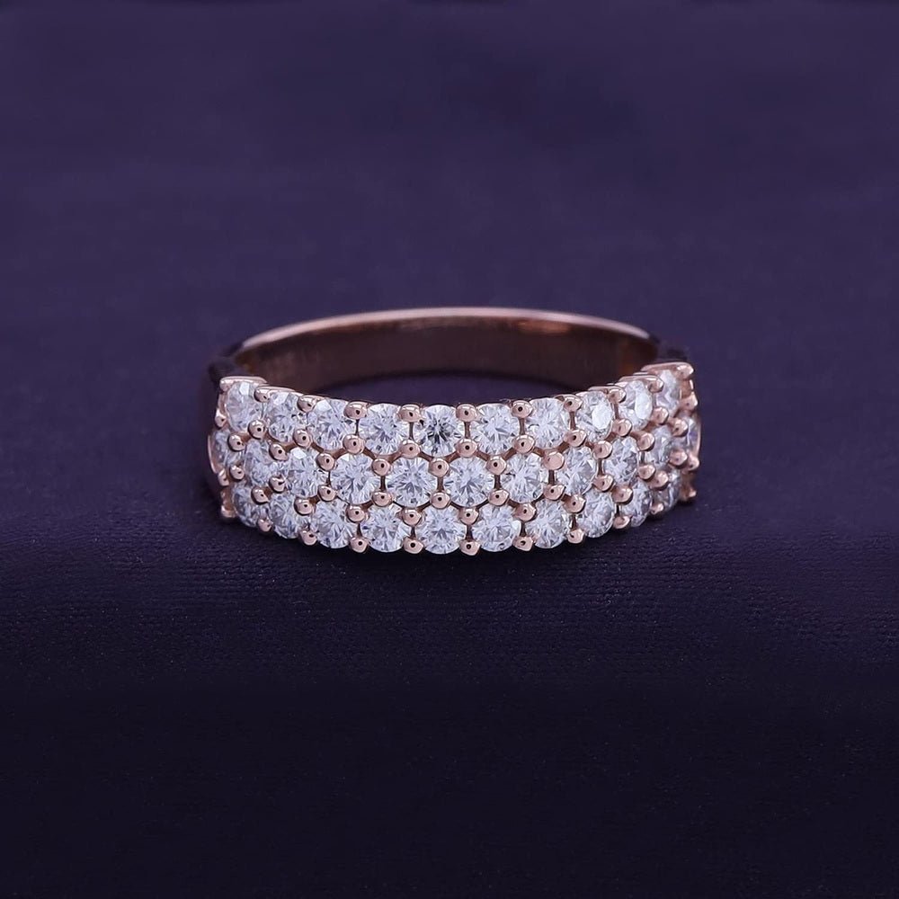 Lab Diamond Three Row Half Eternity Band in 14K White Gold - Future Jewelry