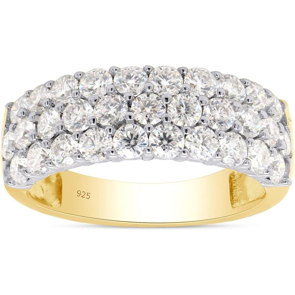 Lab Diamond Three Row Half Eternity Band in 14K White Gold - Future Jewelry