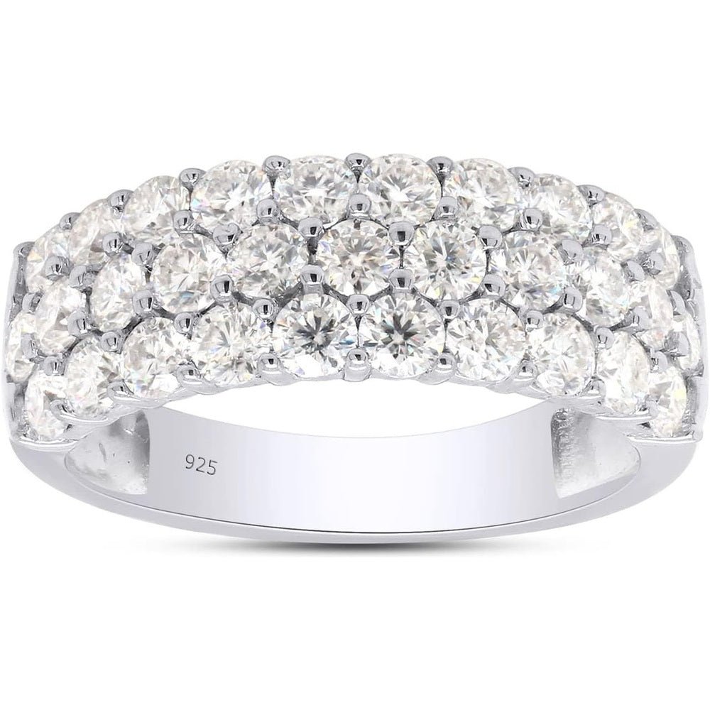 Lab Diamond Three Row Half Eternity Band in 14K White Gold - Future Jewelry