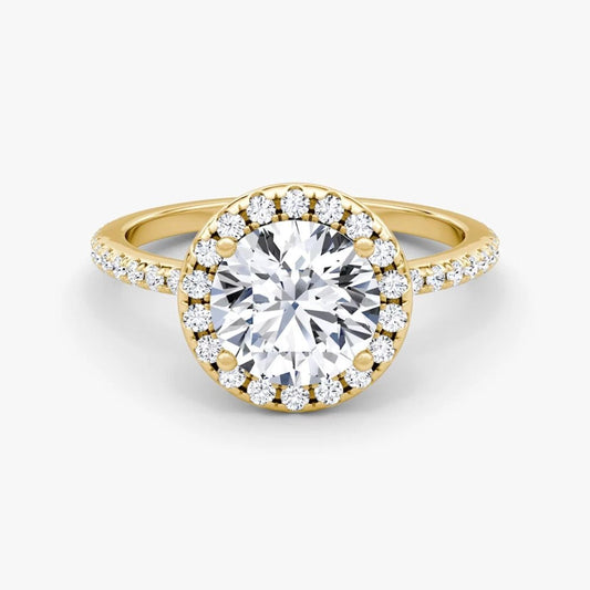 Lab Grown 18k Yellow Gold 2 Ct Round Cut Diamond Engagement Ring IGI - Future Jewelry