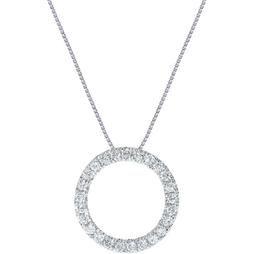 Lab Grown Circle Diamond Necklace For Women | 1/6 - 1 CT. TW. Real White Gold Silver Diamond Pendant | Ideal Gift for Her - Future Jewelry