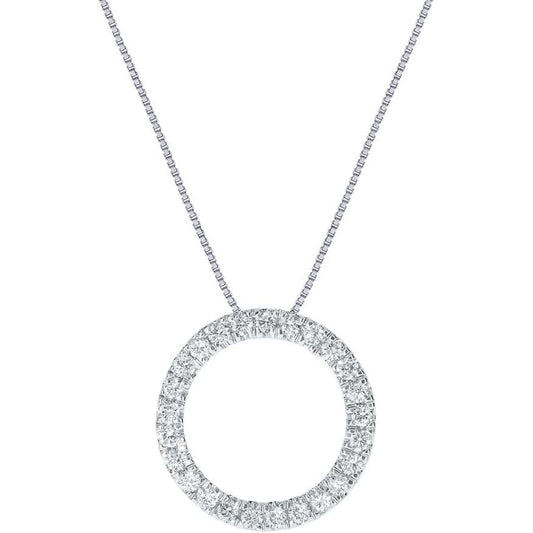 Lab Grown Circle Diamond Necklace For Women | 1/6 - 1 CT. TW. Real White Gold Silver Diamond Pendant | Ideal Gift for Her - Future Jewelry