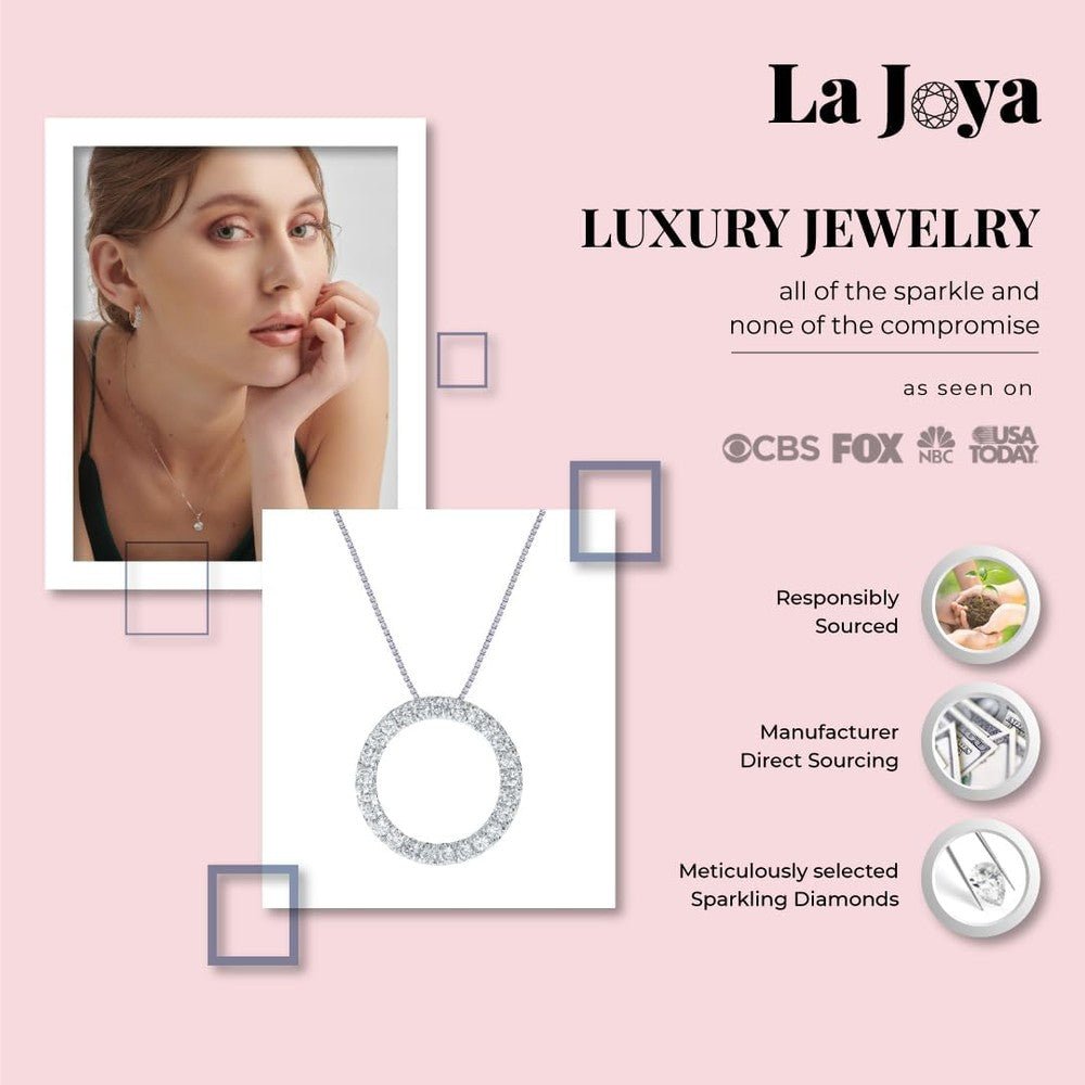 Lab Grown Circle Diamond Necklace For Women | 1/6 - 1 CT. TW. Real White Gold Silver Diamond Pendant | Ideal Gift for Her - Future Jewelry