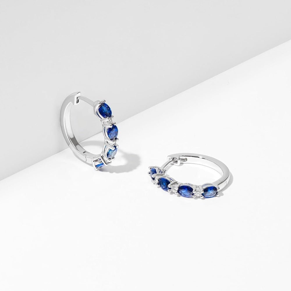 Lab Grown Diamond and Gem Hoop Earrings in Silver - Future Jewelry