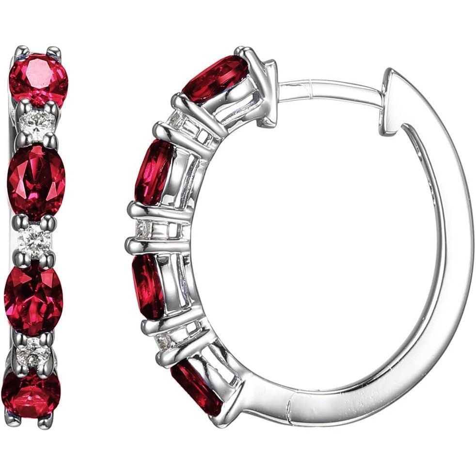 Lab Grown Diamond and Gem Hoop Earrings in Silver - Future Jewelry