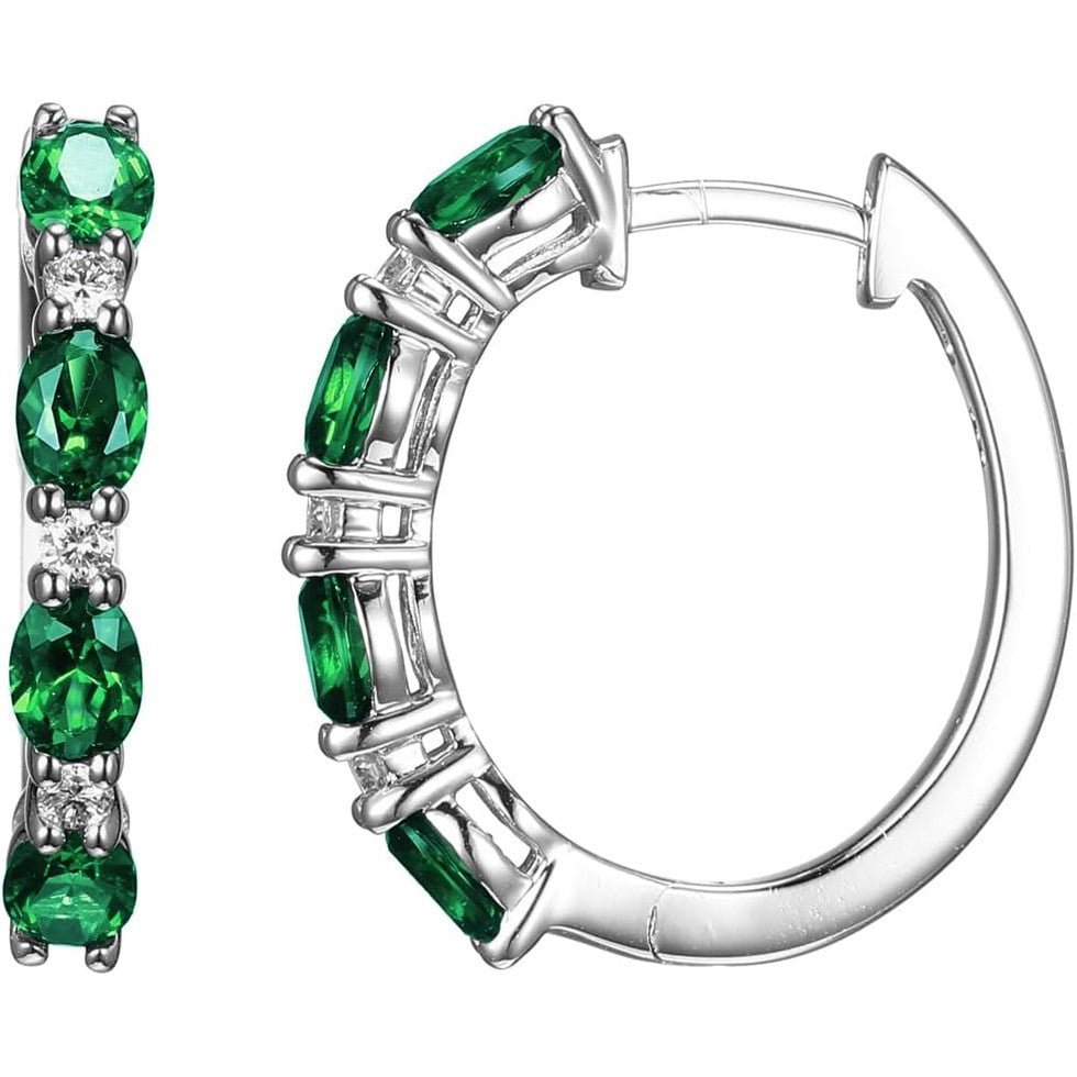 Lab Grown Diamond and Gem Hoop Earrings in Silver - Future Jewelry