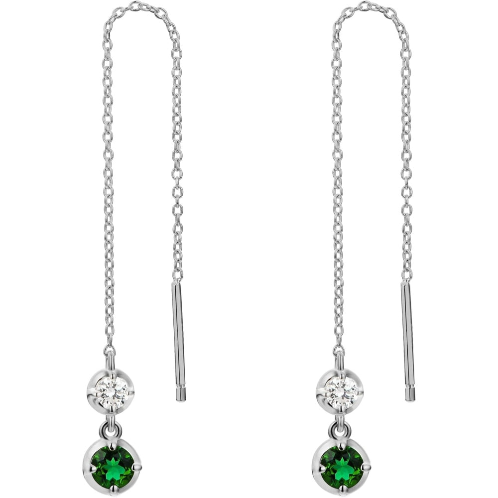 Lab Grown Diamond and Gem Hoop Earrings in Silver - Future Jewelry