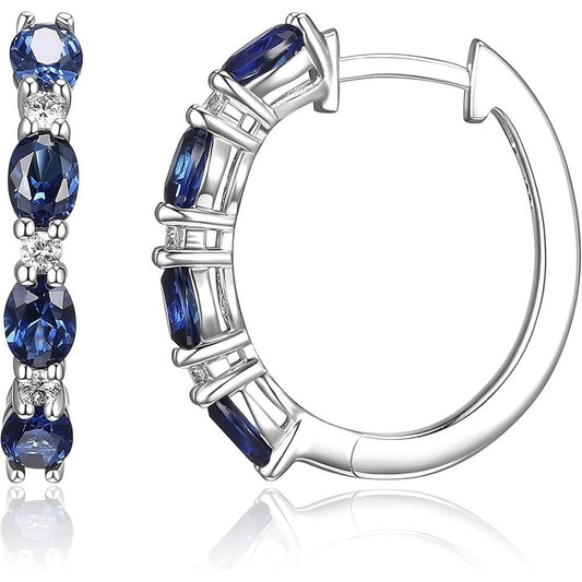 Lab Grown Diamond and Gem Hoop Earrings in Silver - Future Jewelry