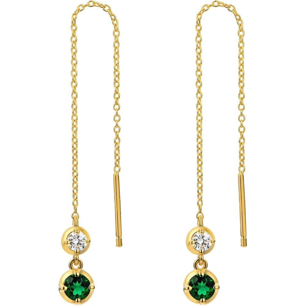 Lab Grown Diamond and Gem Hoop Earrings in Silver - Future Jewelry