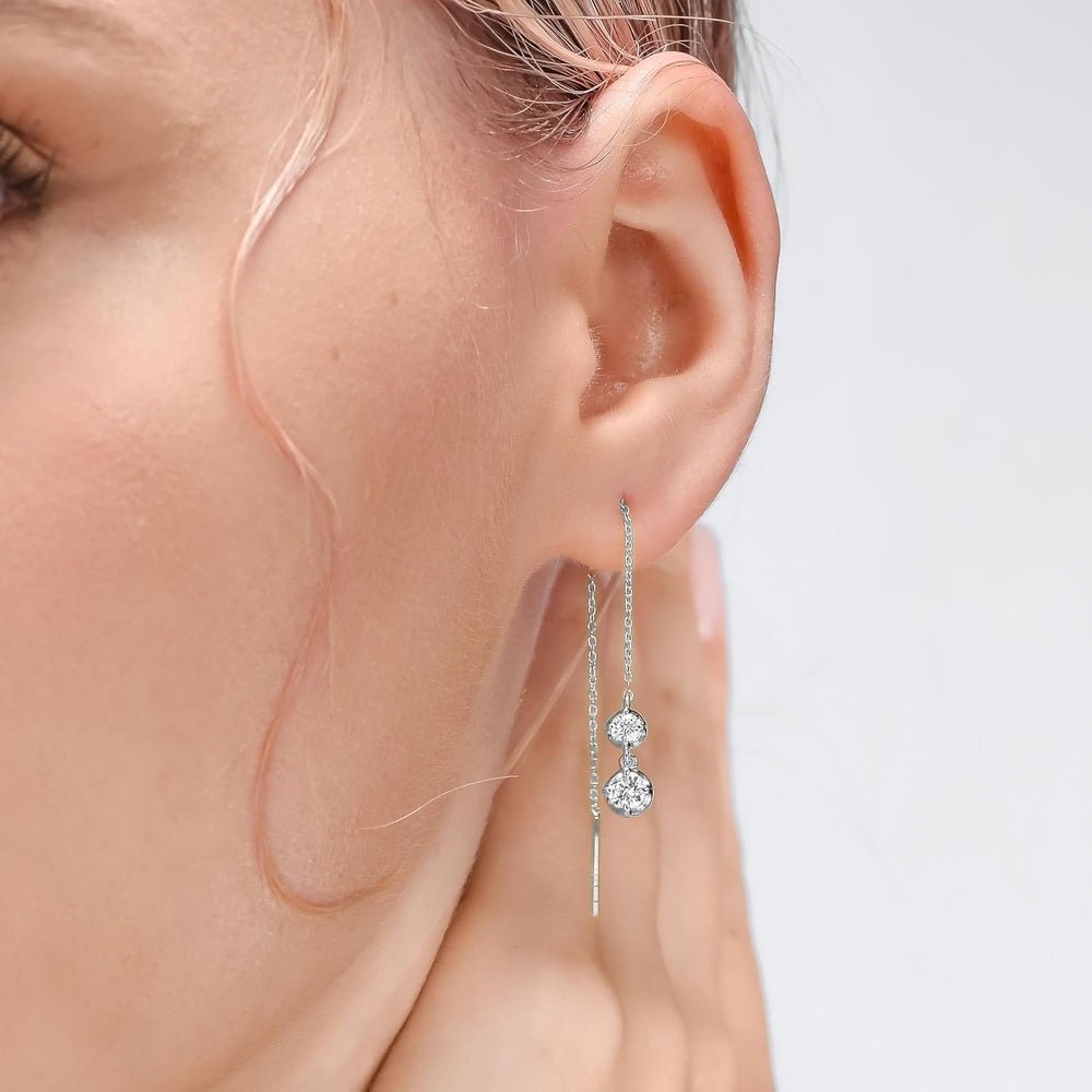 Lab Grown Diamond and Gem Hoop Earrings in Silver - Future Jewelry