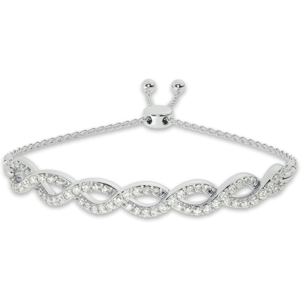 Lab Grown Diamond Bracelets for Women | 1/4 - 1 Carat White Gold Silver Adjustable Bolo Diamond Bracelet - Future Jewelry