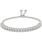 1/4 to 1 Carat Lab Grown Diamond Adjustable Bolo Bracelet, White Gold