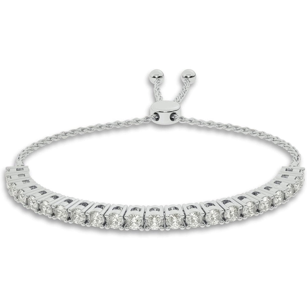 Lab Grown Diamond Bracelets for Women | 1/4 - 1 Carat White Gold Silver Adjustable Bolo Diamond Bracelet - Future Jewelry