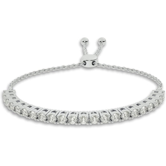 Lab Grown Diamond Bracelets for Women | 1/4 - 1 Carat White Gold Silver Adjustable Bolo Diamond Bracelet - Future Jewelry