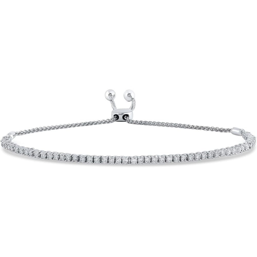 Lab Grown Diamond Bracelets for Women | 1/4 - 1 Carat White Gold Silver Adjustable Bolo Diamond Bracelet - Future Jewelry