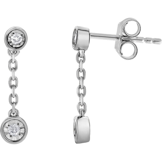 Lab Grown Diamond Chain Dangle Earrings in Silver - Future Jewelry