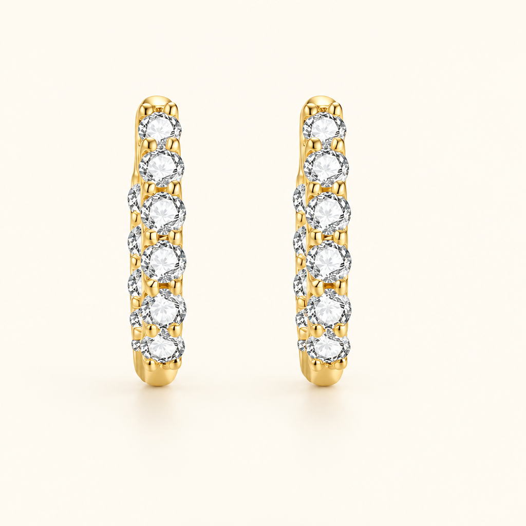 Lab Grown Diamond Circle Huggie Earrings in 18K Yellow Gold - Future Jewelry