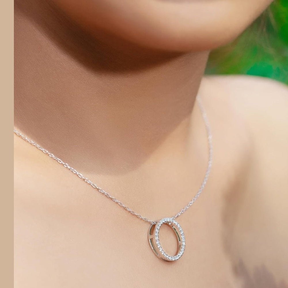 Lab Grown Diamond Circle Pendant in Sterling Silver - Future Jewelry