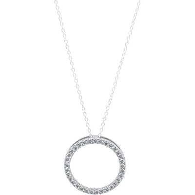 Lab Grown Diamond Circle Pendant, 14K White Gold