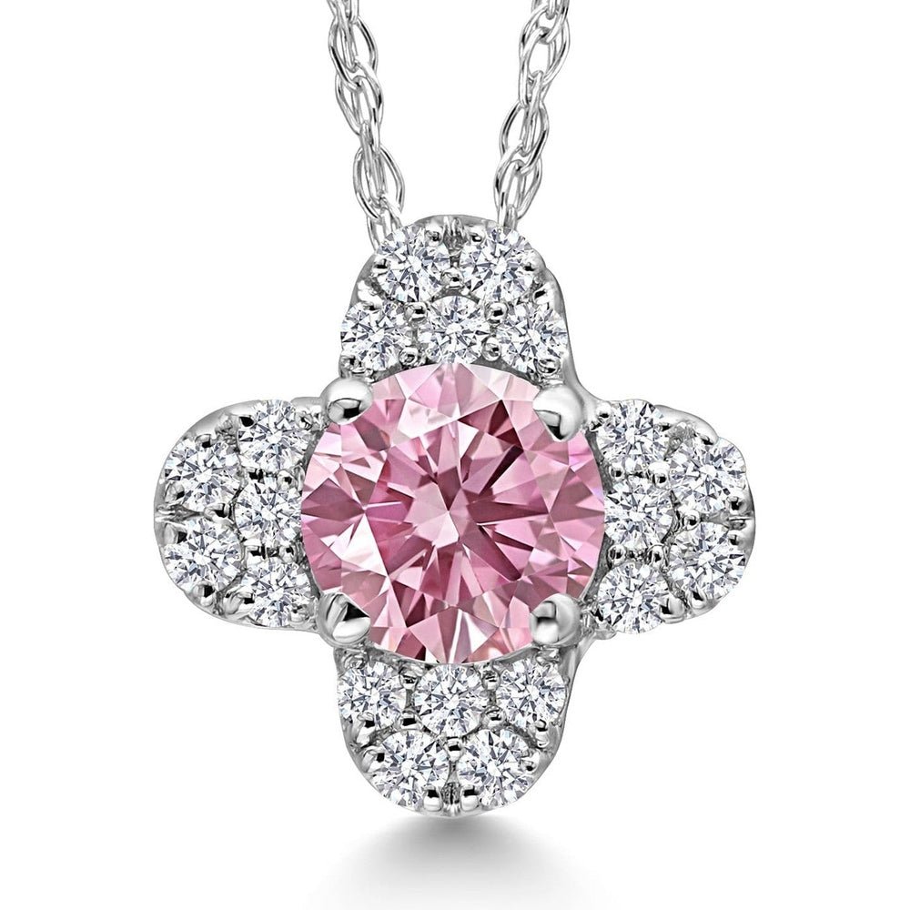 Lab Grown Diamond Clover Pendant in 10K White Gold - Future Jewelry
