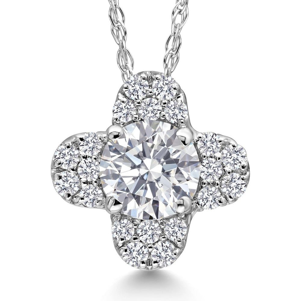 Lab Grown Diamond Clover Pendant in 10K White Gold - Future Jewelry