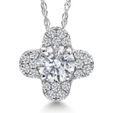 Lab Grown Diamond Clover Pendant, 14K White Gold
