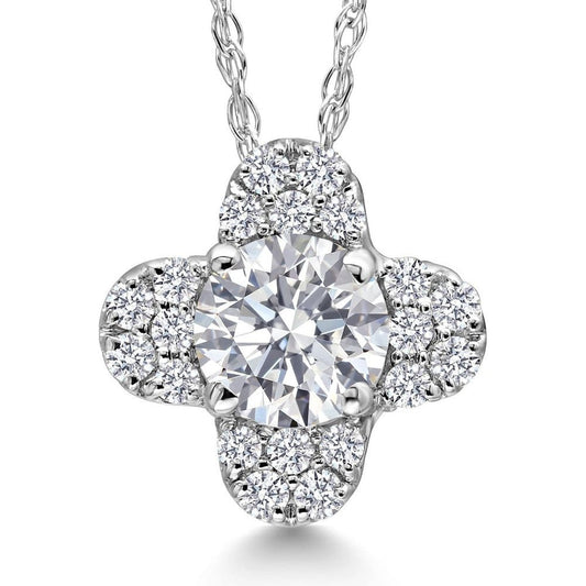 Lab Grown Diamond Clover Pendant in 10K White Gold - Future Jewelry