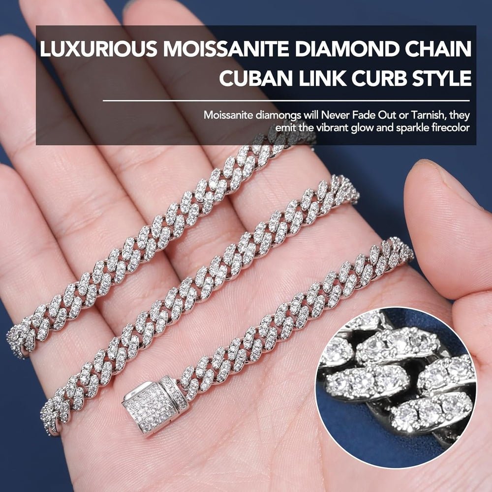 Lab Grown Diamond Cuban Link Chain 5.3 - 7 Ct Miami Cuban Necklace 18k Gold Plated Sterling Silver Iced Out Chain 6MM Moissanite Chain For Men Women - Future Jewelry