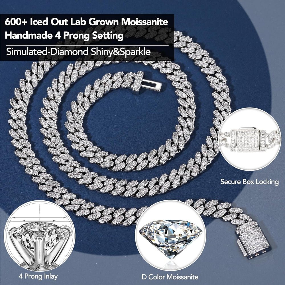Lab Grown Diamond Cuban Link Chain 5.3 - 7 Ct Miami Cuban Necklace 18k Gold Plated Sterling Silver Iced Out Chain 6MM Moissanite Chain For Men Women - Future Jewelry