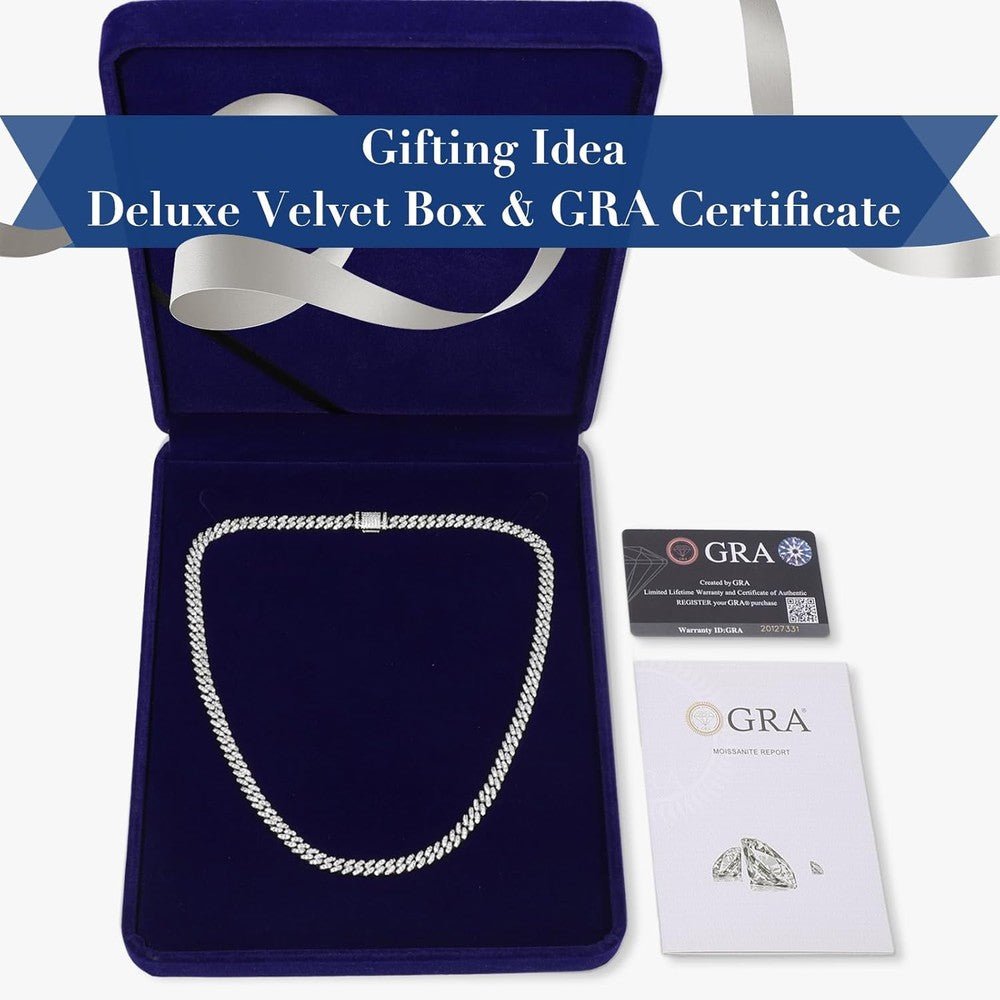 Lab Grown Diamond Cuban Link Chain 5.3 - 7 Ct Miami Cuban Necklace 18k Gold Plated Sterling Silver Iced Out Chain 6MM Moissanite Chain For Men Women - Future Jewelry
