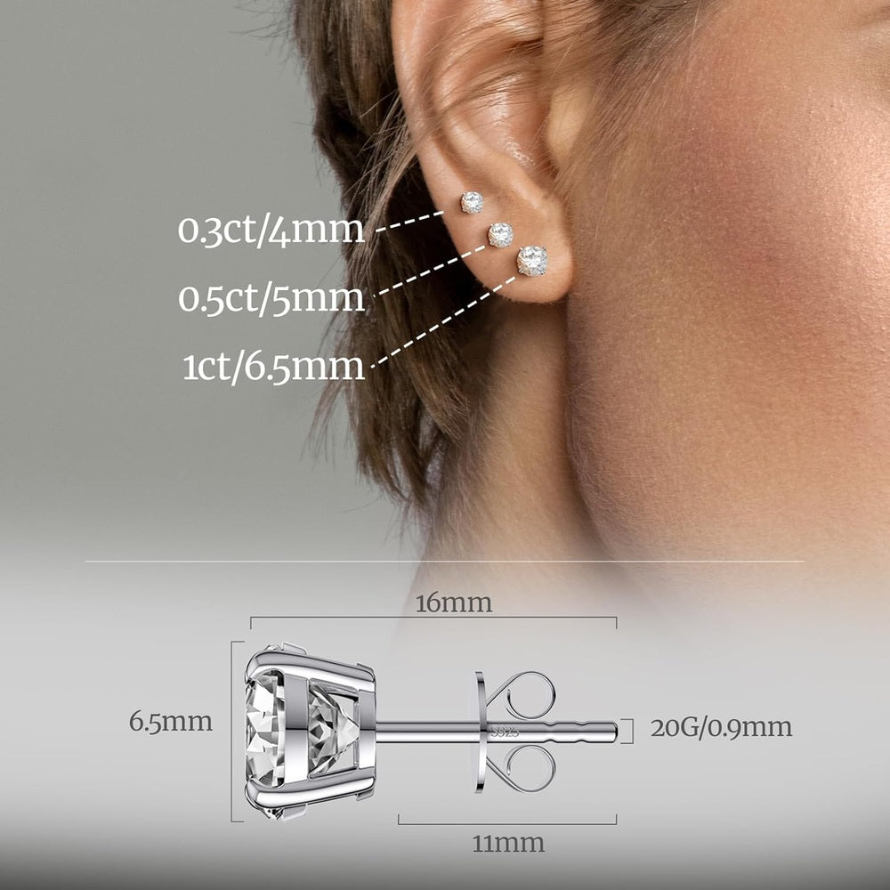 Lab Grown Diamond Earrings, Diamond Stud Earrings for Women 1 - 3 CT 18K White Gold Silver Earring for Men, Lab Grown Hypoallergenic Jewelry - Future Jewelry