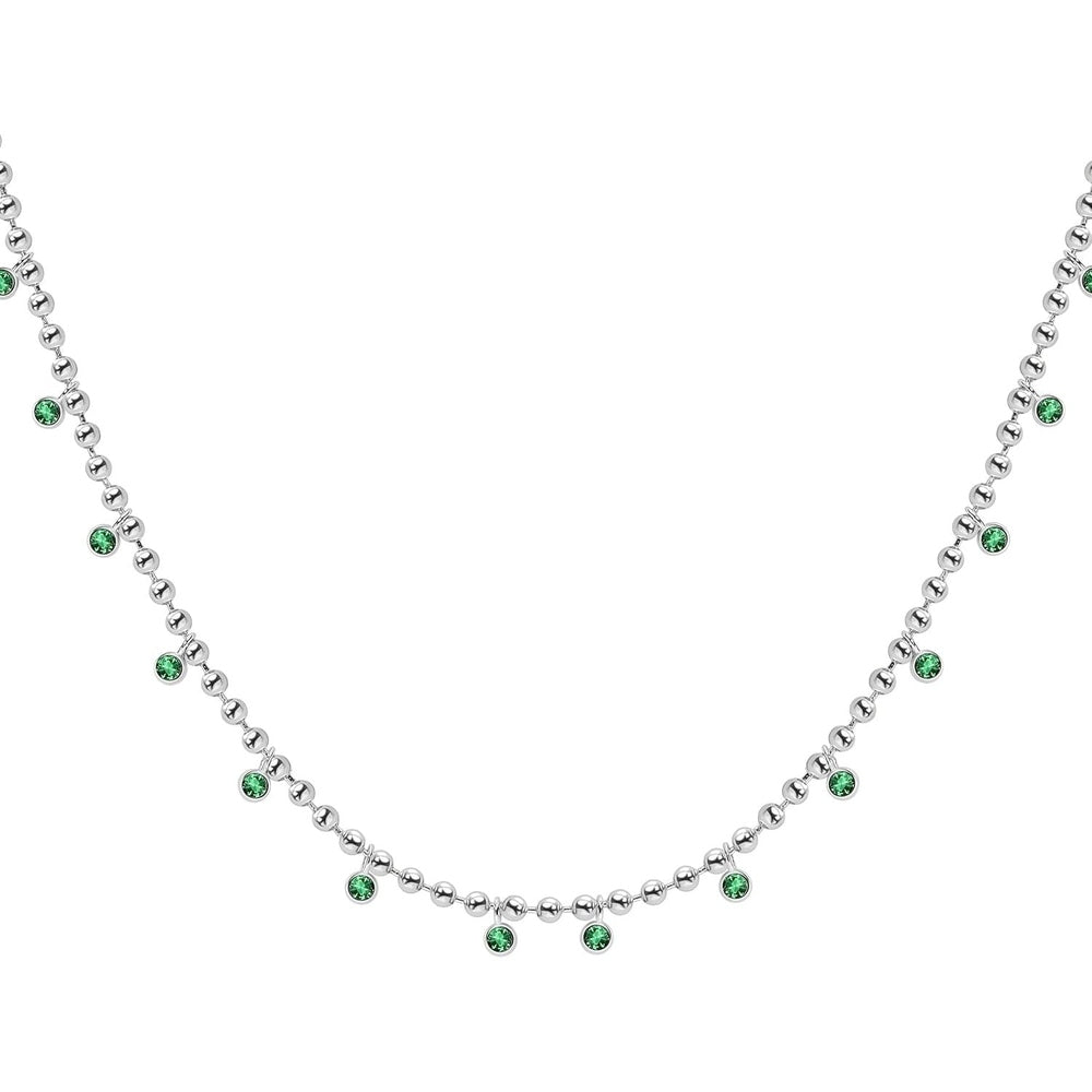 Lab Grown Diamond & Emerald Necklace in Gold Over Silver - Future Jewelry