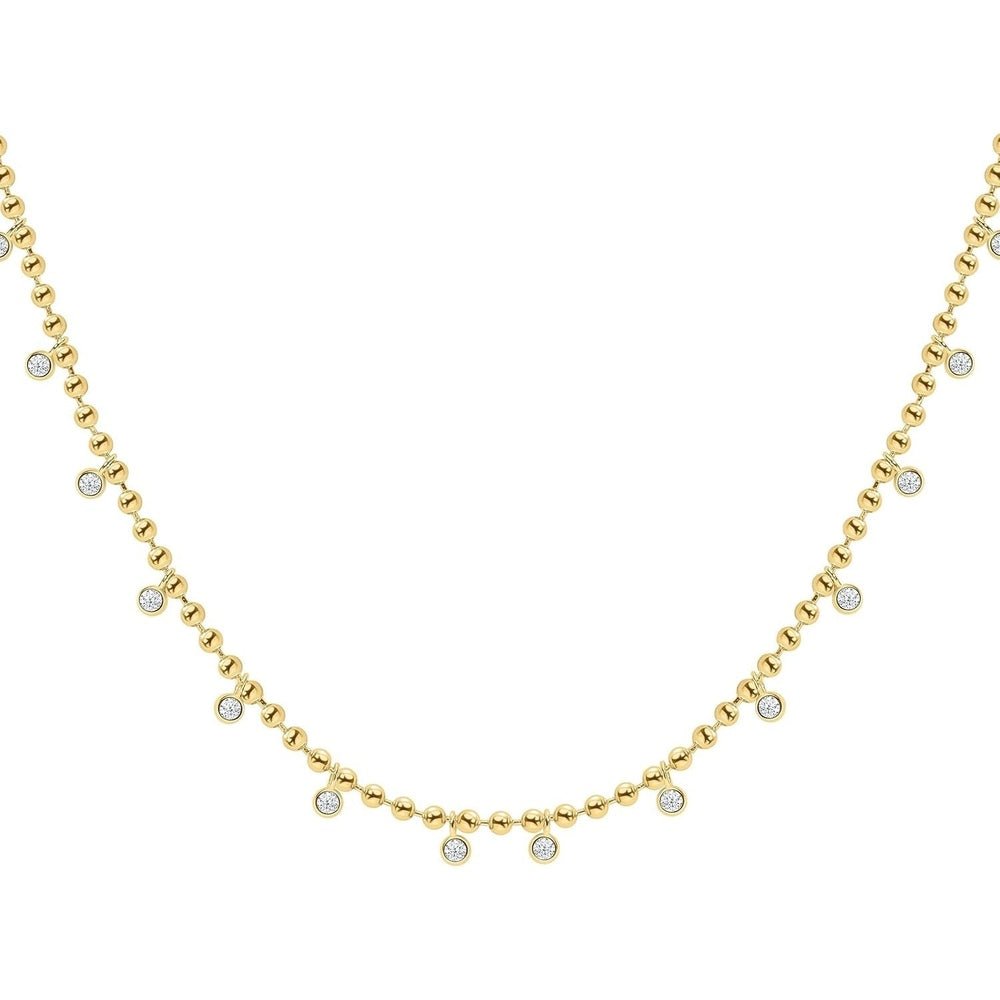 Lab Grown Diamond & Emerald Necklace in Gold Over Silver - Future Jewelry