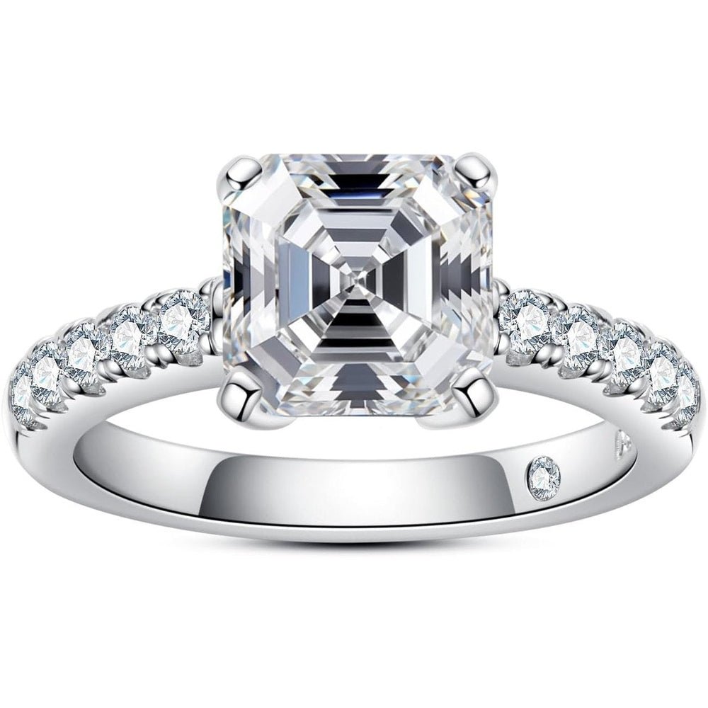 Lab Grown Diamond Engagement Ring, Total 4.3cttw D Color Round/Oval/Asscher Cut, 925 Sterling Silver Promise Anniversary Rings for Women - Future Jewelry