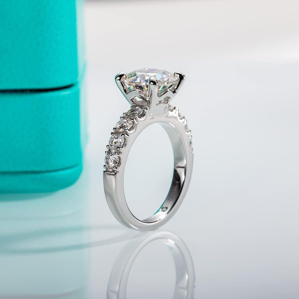 Lab Grown Diamond Engagement Ring, Total 4.3cttw D Color Round/Oval/Asscher Cut, 925 Sterling Silver Promise Anniversary Rings for Women - Future Jewelry