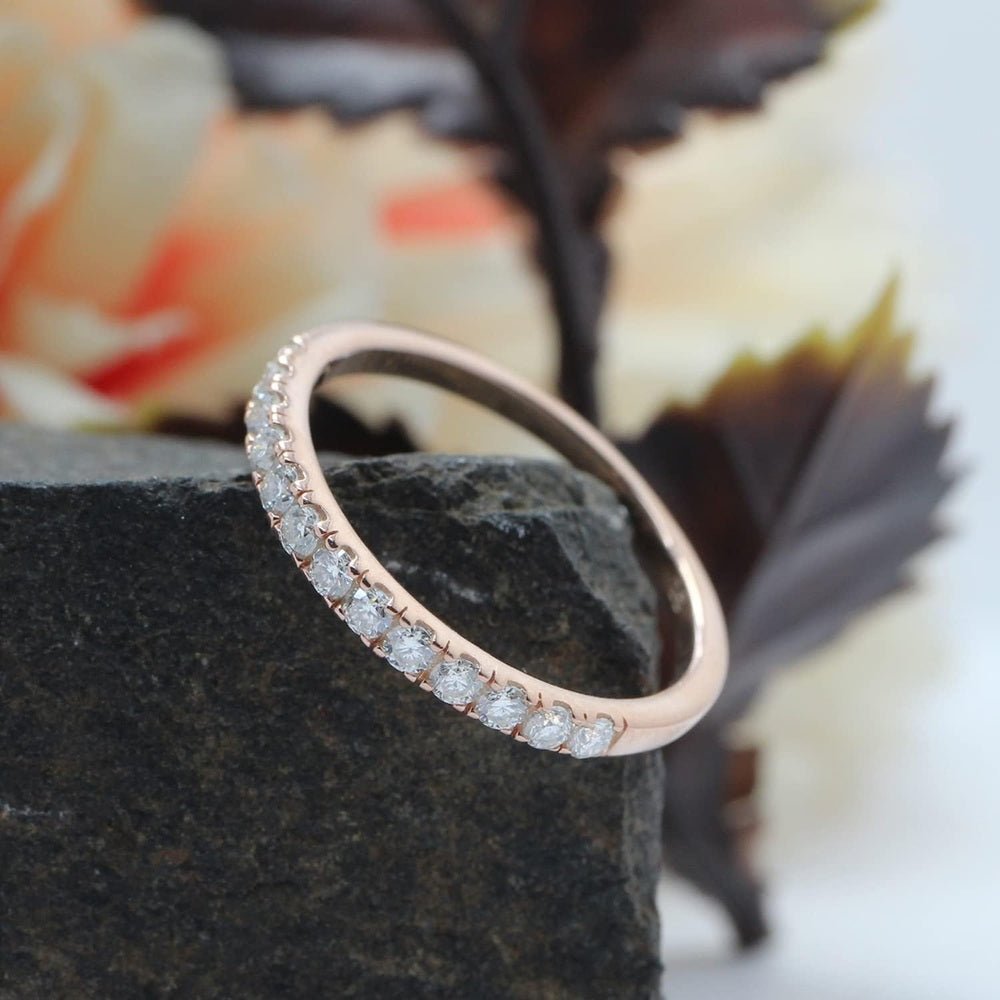 Lab Grown Diamond Half Eternity Ring in 14K Rose Gold Over Silver - Future Jewelry