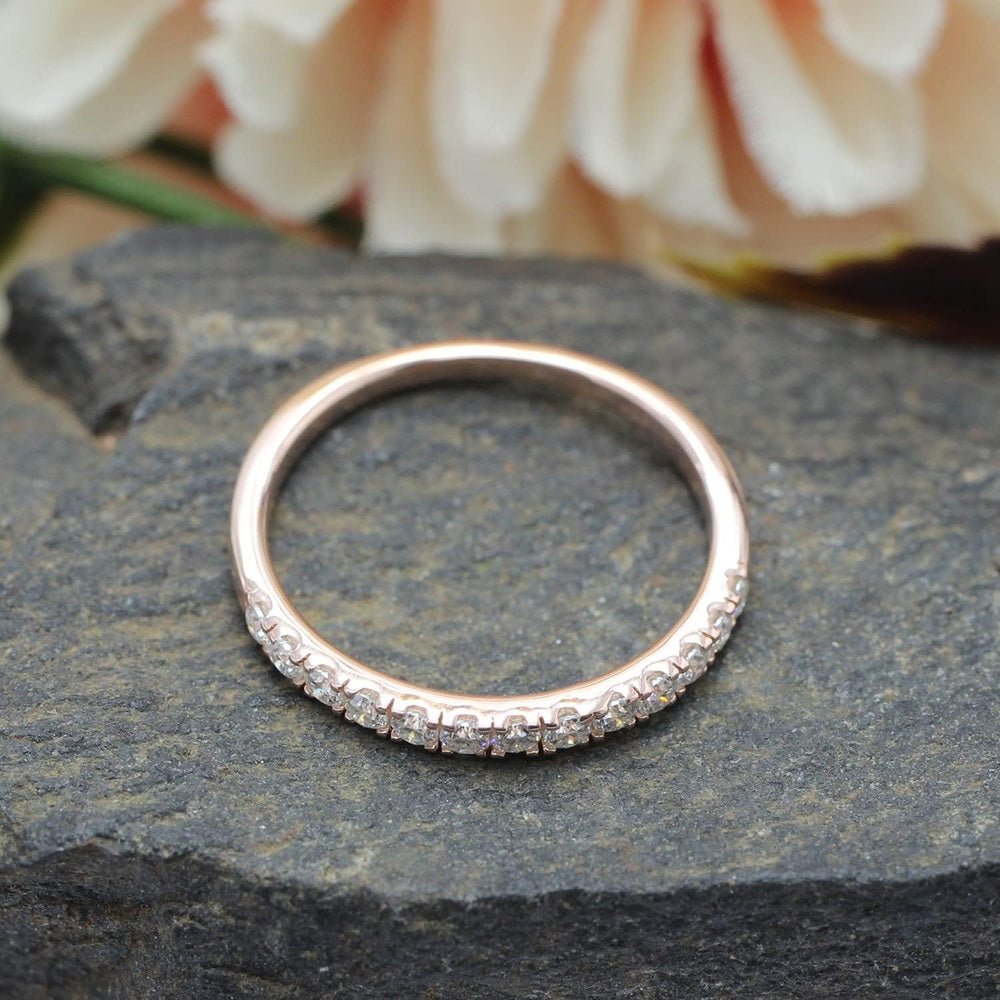 Lab Grown Diamond Half Eternity Ring in 14K Rose Gold Over Silver - Future Jewelry