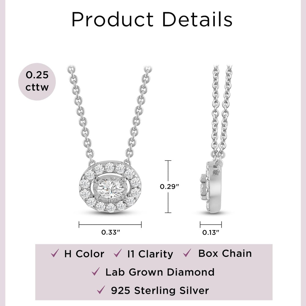 Lab Grown Diamond Halo Pendant Necklace for Women | 0.25 CTTW H Color I1 Clarity - Future Jewelry