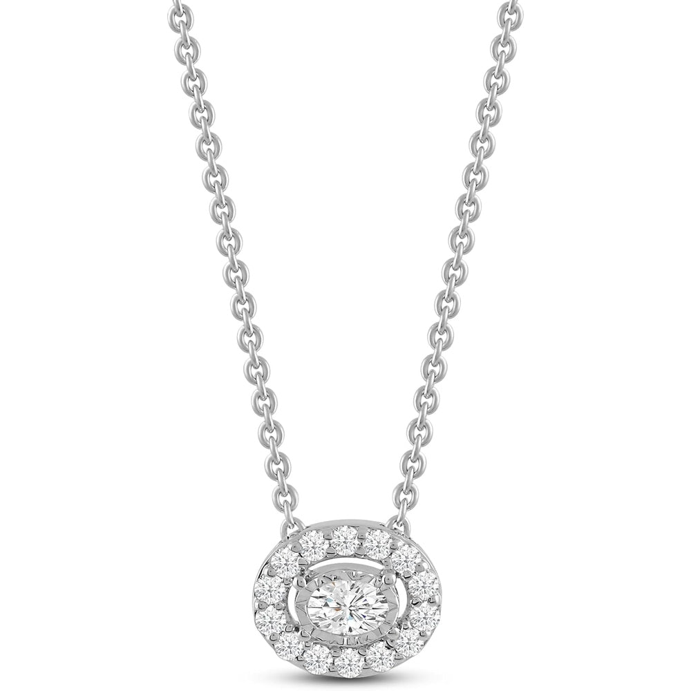 Lab Grown Diamond Halo Pendant Necklace for Women | 0.25 CTTW H Color I1 Clarity - Future Jewelry