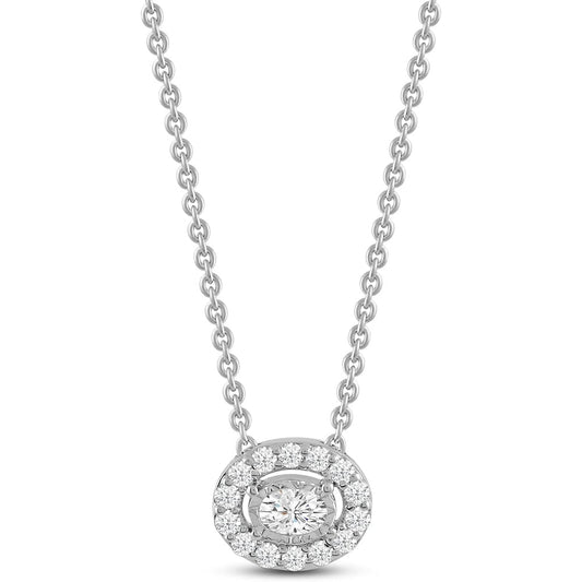 Lab Grown Diamond Halo Pendant Necklace for Women | 0.25 CTTW H Color I1 Clarity - Future Jewelry