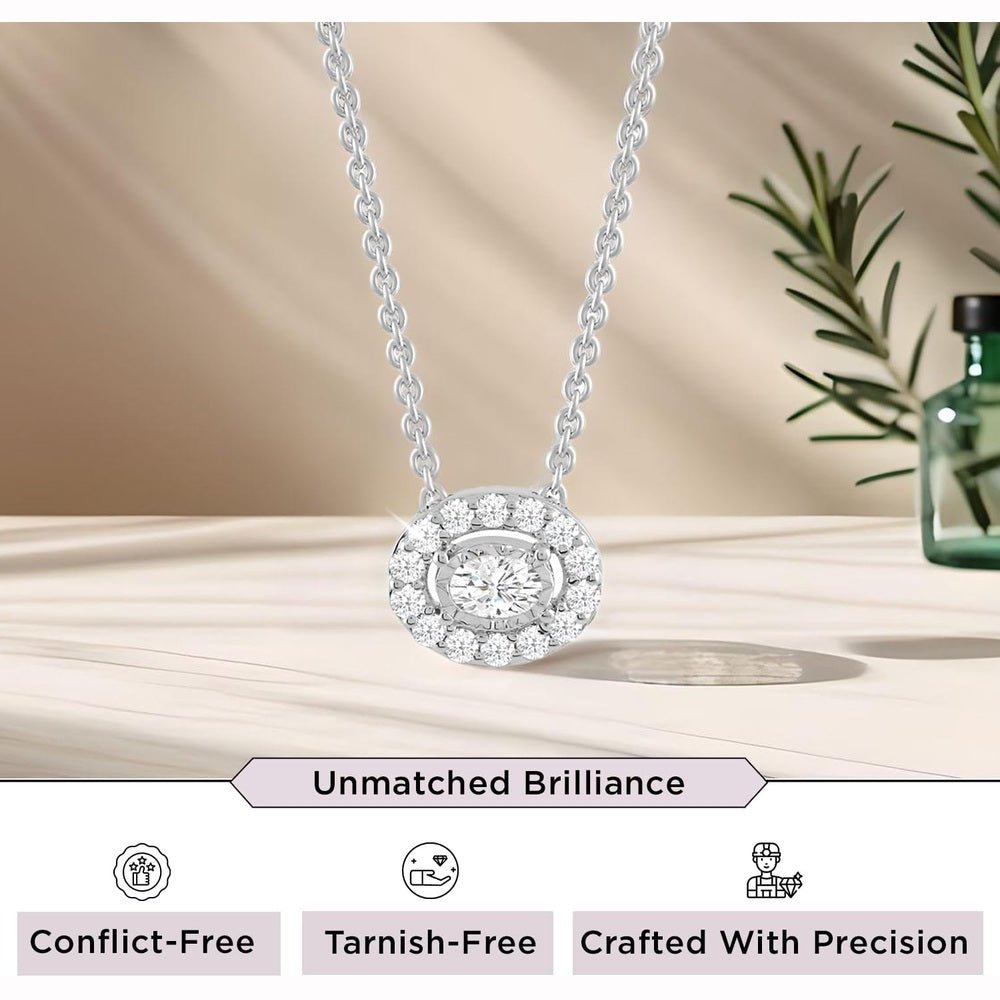 Lab Grown Diamond Halo Pendant Necklace for Women | 0.25 CTTW H Color I1 Clarity - Future Jewelry