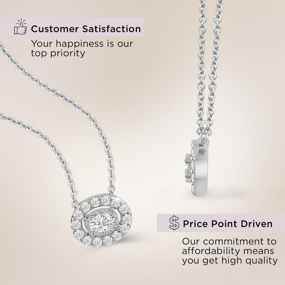 Lab Grown Diamond Halo Pendant Necklace for Women | 0.25 CTTW H Color I1 Clarity - Future Jewelry